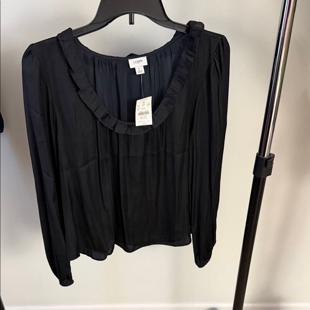 J. Crew Black Ruffled Blouse - Picture 3 of 6